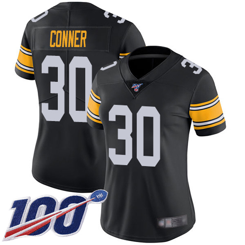 Women Pittsburgh Steelers Football #30 Limited Black James Conner Alternate 100th Season Vapor Untouchable Nike NFL Jersey